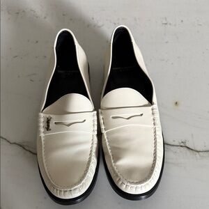 Saint Laurent Off-White Leather Loafers